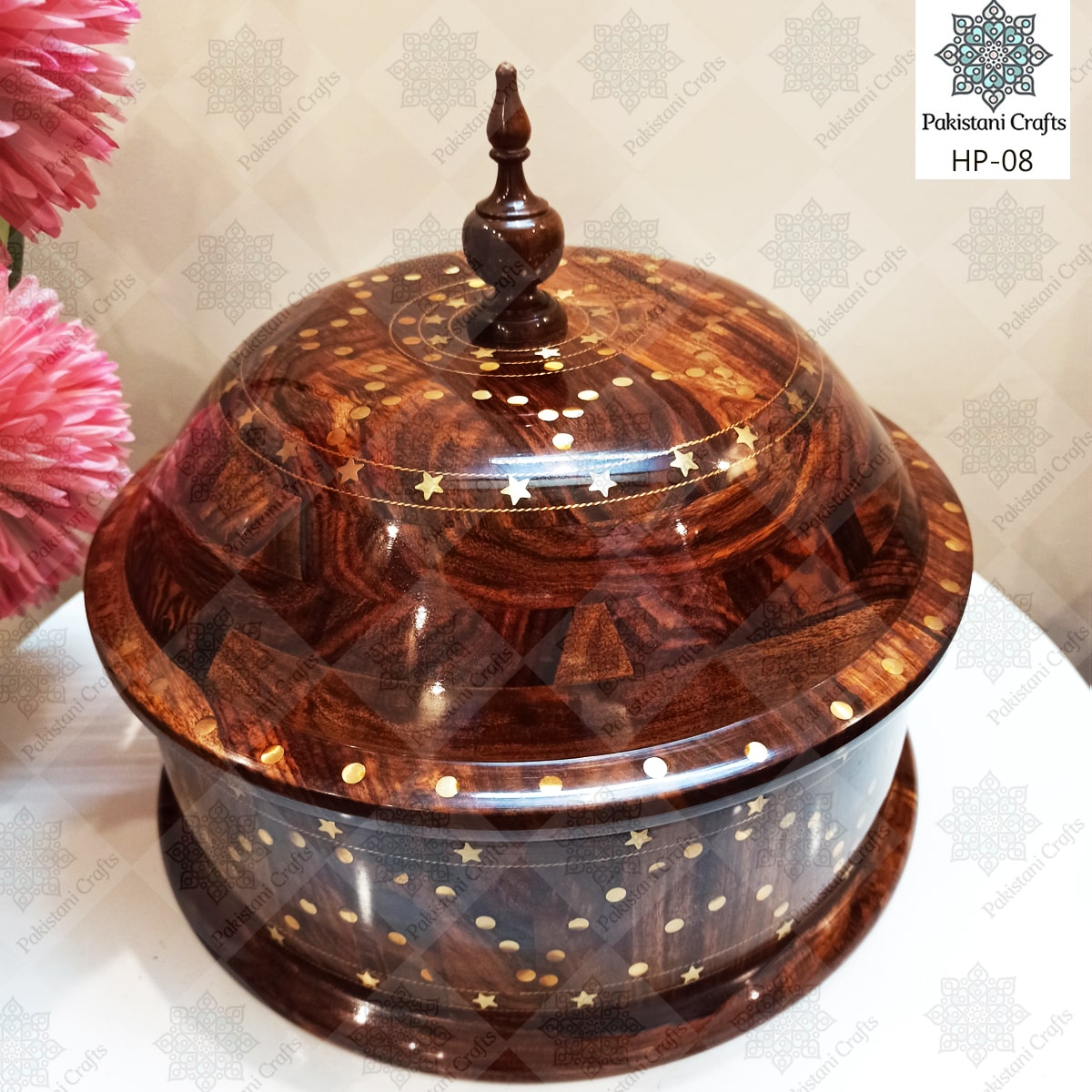 Hand Made Wooden Hotpot with Brass Work