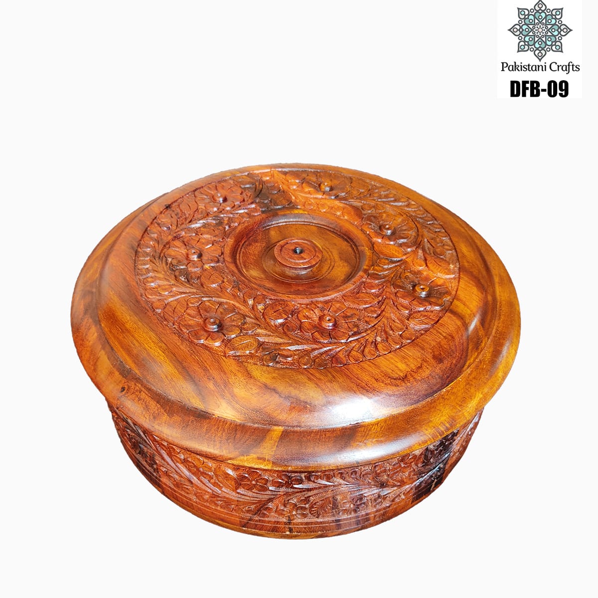 Round Shape Wooden Dry Fruit Box with 4 Portions - DFB-09