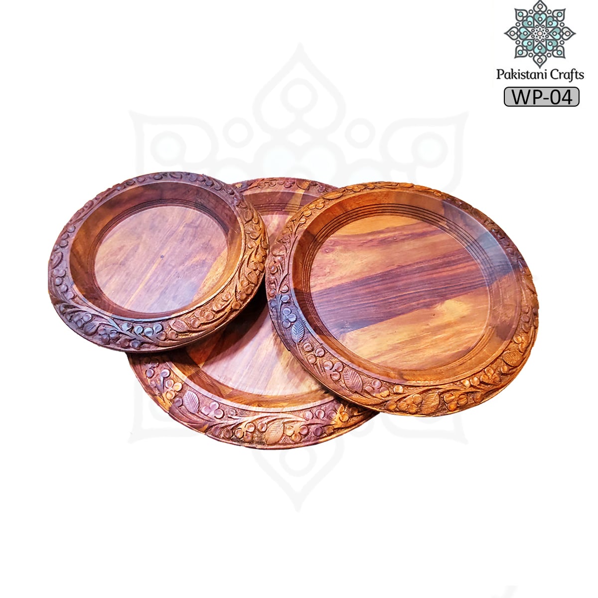 Wooden Plate, Wood Dinner Plates, Round Wood Plates Set of 3